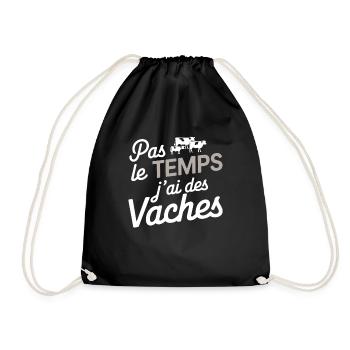 No Time I Have Cows Farmer Gift - Drawstring Bag - black - Front