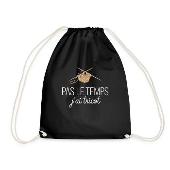 No Time I Knit Creative Gift - Drawstring Bag - black - Front