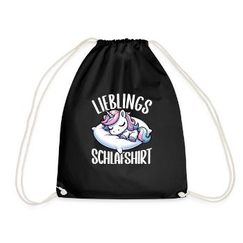 Official Sleep Shirt Unicorn Nights Pajamas - Drawstring Bag - black - Front