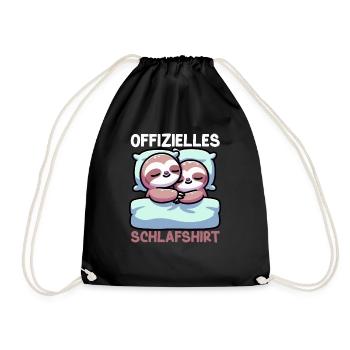 Official Sleep Shirt Sloth Late Riser - Drawstring Bag - black - Front