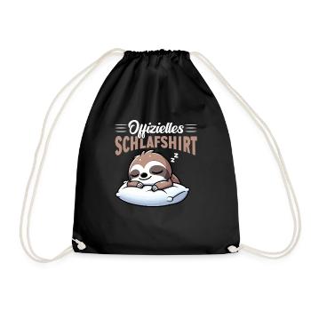 Official Sleep Shirt Sloth Late Riser - Drawstring Bag - black - Front