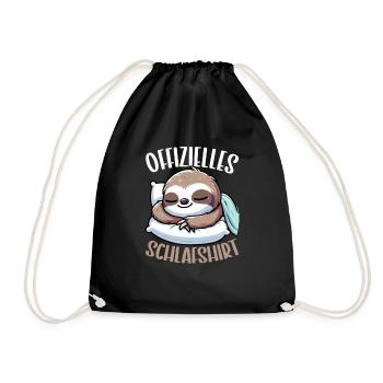 Official Sleep Shirt Sloth Late Riser - Drawstring Bag - black - Front