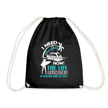 Surfing I Need Surfing Now - Drawstring Bag - black - Front