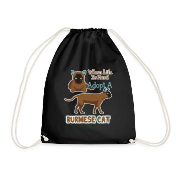 Adopt A Burmese Cat - Drawstring Bag - black - Front