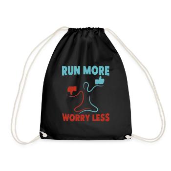 Running Run More Worry Less Marathon Runner - Drawstring Bag - black - Front
