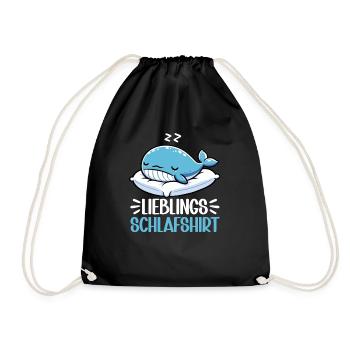 Official Sleep Shirt Whale Night Owls - Drawstring Bag - black - Front