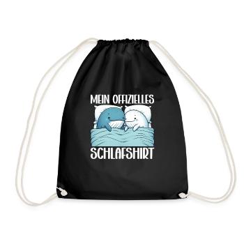 Official Sleep Shirt Whale Night Owls - Drawstring Bag - black - Front