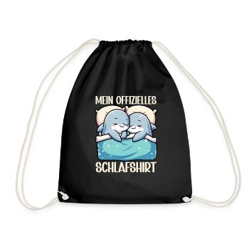 Official Sleep Shirt Dolphin Pajamas - Drawstring Bag - black - Front