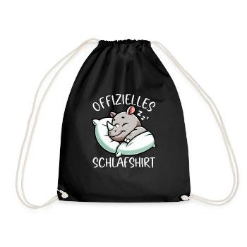 Official Sleeping Shirt Rhinoceros Late Riser - Drawstring Bag - black - Front