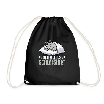 Official Sleeping Shirt Rhinoceros Late Riser - Drawstring Bag - black - Front
