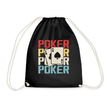 Poker Kartenspiel Glücksspiel Lustiger Poker Spieler - Turnbeutel - Schwarz - Vorne