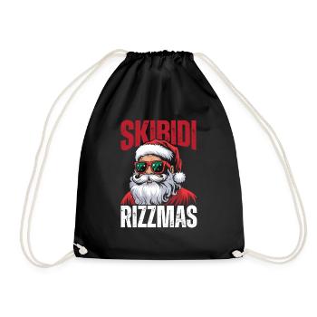 Skibidi Rizzmas Christmas Rizz Santa Charisma - Drawstring Bag - black - Front