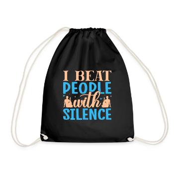 Yoga I Beat People With Silence Funny Yoga - Drawstring Bag - black - Front