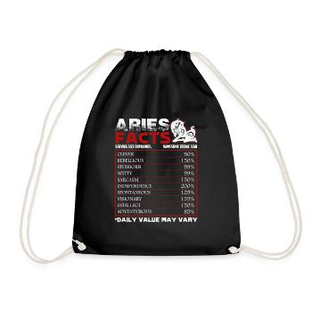 Aries Facts Funny Sign Of Zodiac - Drawstring Bag - black - Front
