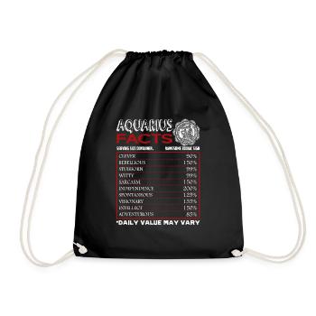 Aquarius Facts Funny Sign Of Zodiac - Drawstring Bag - black - Front