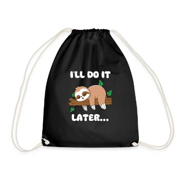 Sloth Lazy Nap Tired Slowly Sleepy Sloths - Drawstring Bag - black - Front