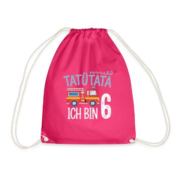 Tatütata Feuerwehr 6. Geburtstag - Turnbeutel - Fuchsia - Vorne