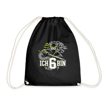 Ich Bin 6 Ninja Geburtstagsshirt - Turnbeutel - Schwarz - Vorne