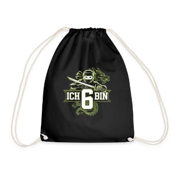 Ich Bin 6 Ninja Geburtstagsshirt - Turnbeutel - Schwarz - Vorne