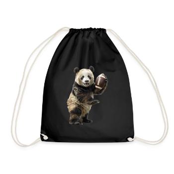 Großer Panda Fußball - Turnbeutel - Schwarz - Vorne