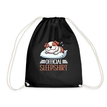 Official Sleeping House Bulldog Lover Lazy - Drawstring Bag - black - Front