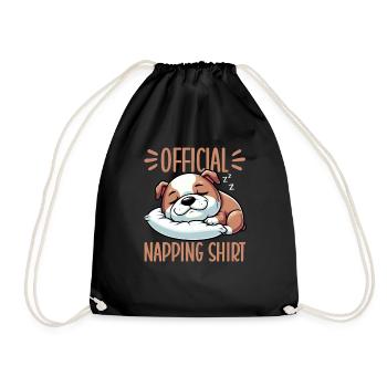 Official Sleeping House Bulldog Lover Lazy - Drawstring Bag - black - Front