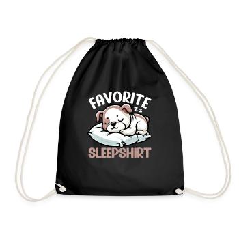 Official Sleeping House Bulldog Lover Lazy - Drawstring Bag - black - Front