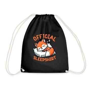 Official Sleeper Fox Cute Funny Lazy - Drawstring Bag - black - Front