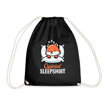 Official Sleeper Fox Cute Funny Lazy - Drawstring Bag - black - Front