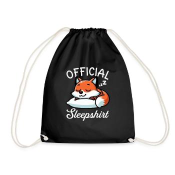 Official Sleeper Fox Cute Funny Lazy - Drawstring Bag - black - Front