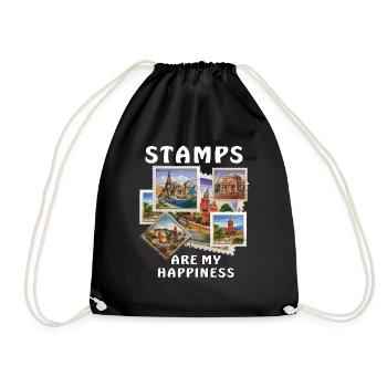 STAMPS ARE MY HAPPINESS - Drawstring Bag - black - Front
