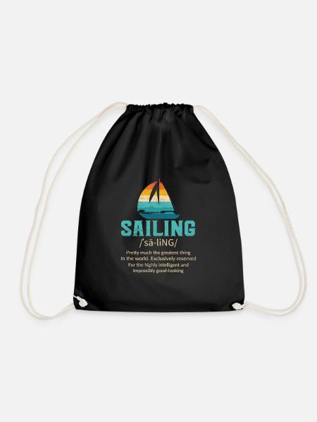 Sailing Boat Sailor - Drawstring Bag - black