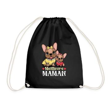 Bouledogue Français Duo Mère Fille - Sac de sport léger - noir - Devant