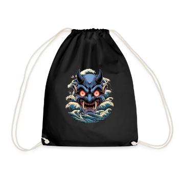 Japan Oni Maske Dämon Sad Aesthetic Edgy Streetwea - Turnbeutel - Schwarz - Vorne