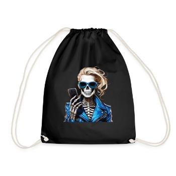 SKELETON WOMAN SMARTPHONE - Drawstring Bag - black - Front