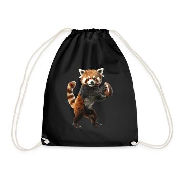 Roter Panda Fußball - Turnbeutel - Schwarz - Vorne