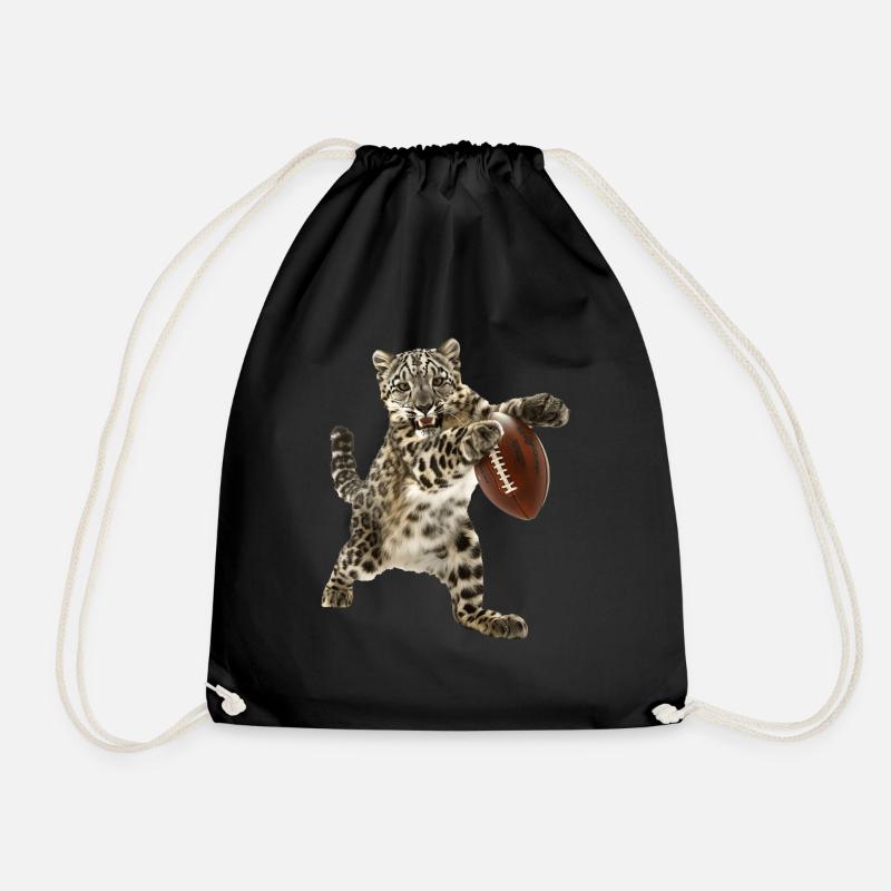 Snow Leopard Football - Drawstring Bag - black