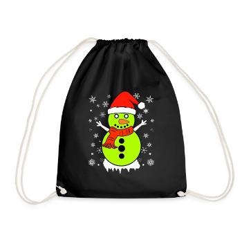 Christmas Hat Snowman Xmas Funny Kickball - Drawstring Bag - black - Front
