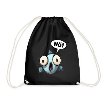 Fisch Nein no Nö Nee Spruch Lustiges Funshirt - Drawstring Bag - black - Front