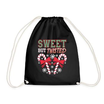Candy Cane Sweet But Twisted Funny Christmas Xmas - Turnbeutel - Schwarz - Vorne
