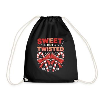 Candy Cane Sweet But Twisted Funny Christmas Xmas - Turnbeutel - Schwarz - Vorne