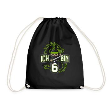 Ich Bin 6 Ninja Geburtstagsshirt - Turnbeutel - Schwarz - Vorne