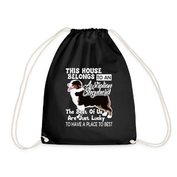 This House Belongs To An Australian Shepherd - Drawstring Bag - black - Front