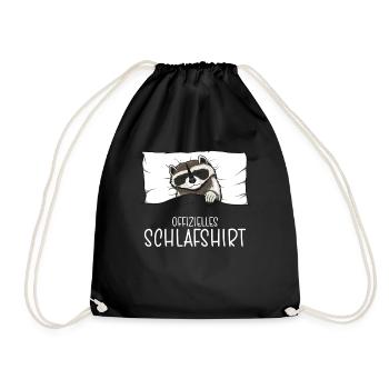 Official Sleeping Shirt Raccoon Pajamas - Drawstring Bag - black - Front