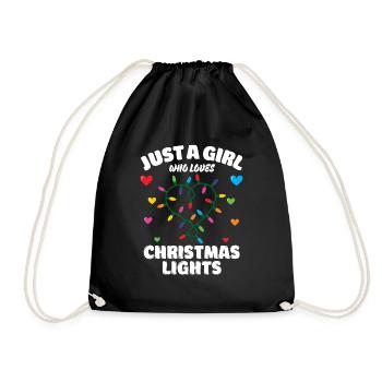 Just A Girl Who Loves Christmas Lights, Funny Xmas - Turnbeutel - Schwarz - Vorne