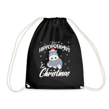 Je veux un hippopotame pour Noël Hippopotame - Sac de sport léger - noir - Devant