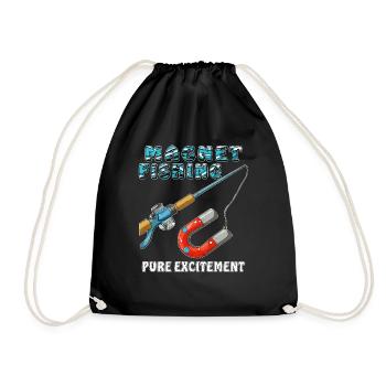 MAGNET FISHING PURE EXCITEMENT - Drawstring Bag - black - Front