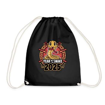 Chinese Year 2025 Year of the Snake - Drawstring Bag - black - Front