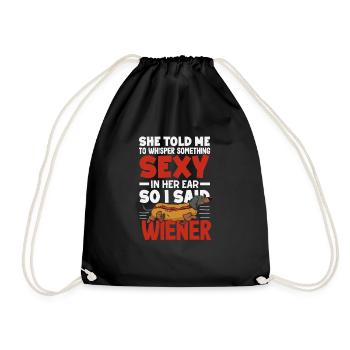 Hot Dog Funny Sayings Sexy Viennese - Drawstring Bag - black - Front