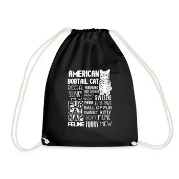 Funny Facts About American Bobtail Cat - Drawstring Bag - black - Front